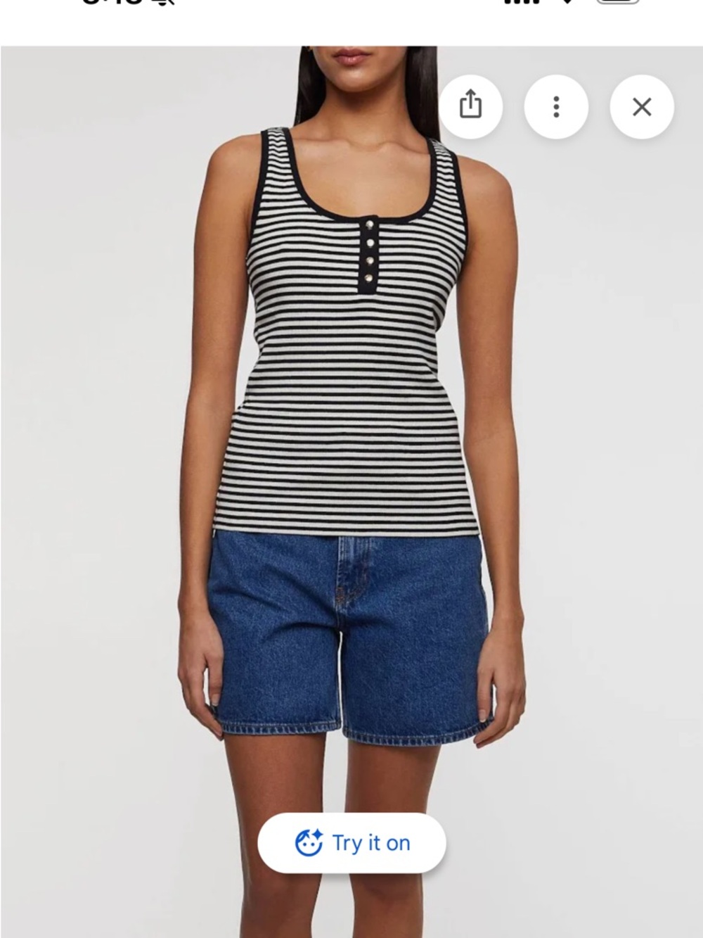 Anine Bing Black & White Striped Henley Tank: elevated casual - Picture 4 of 11
